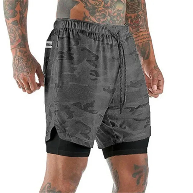 Short de Sport 2 en 1 pour hommes, vêtements de Sport, Short de course à Double pont, bas de plage, été, Fitness, entraînement, Jogging, pantalons courts pour hommes