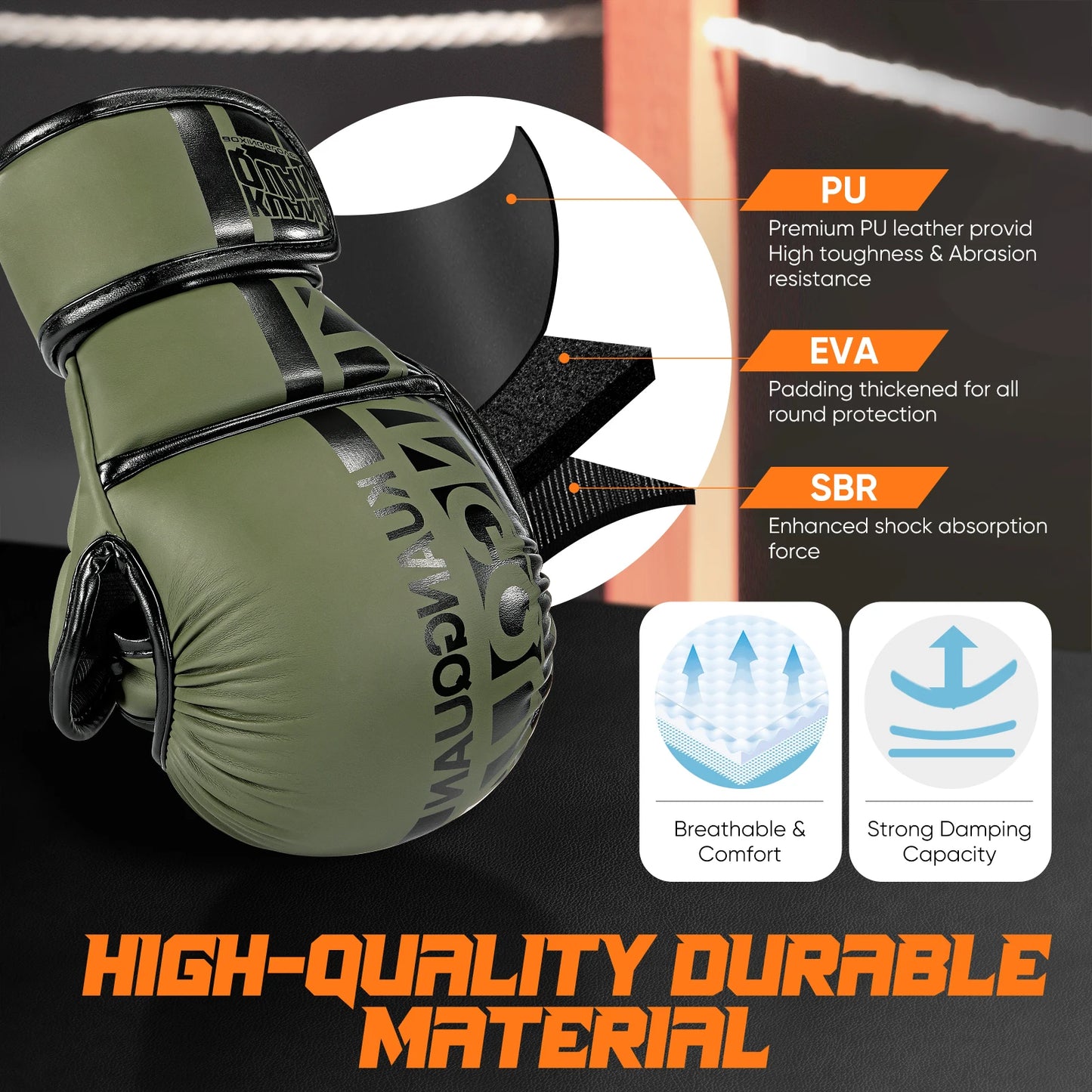 Gants MMA à paume ouverte, mitaines de Sparring et de grappin, Arts martiaux pour hommes et femmes, Sports de combat, MMA, Boxe, Muay Thai, Kickboxing