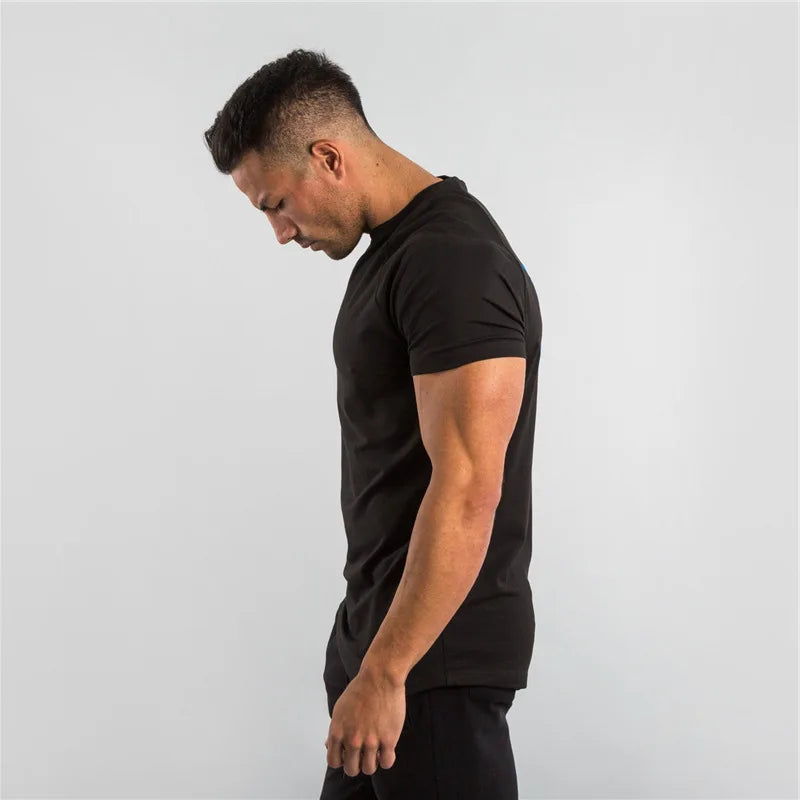 Fitness T-Shirt hommes musculation à manches courtes Sport course T-shirt hommes vêtements de Sport chemises d'entraînement hommes hommes gymnase été hauts T-Shirt