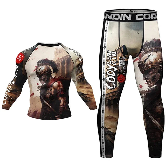 Mma vêtements homme Rashguard T-shirt + pantalon ensembles anti-éruption Jiu jitsu MMA chemise de Compression + short Bjj maillots de boxe combinaisons de Sport
