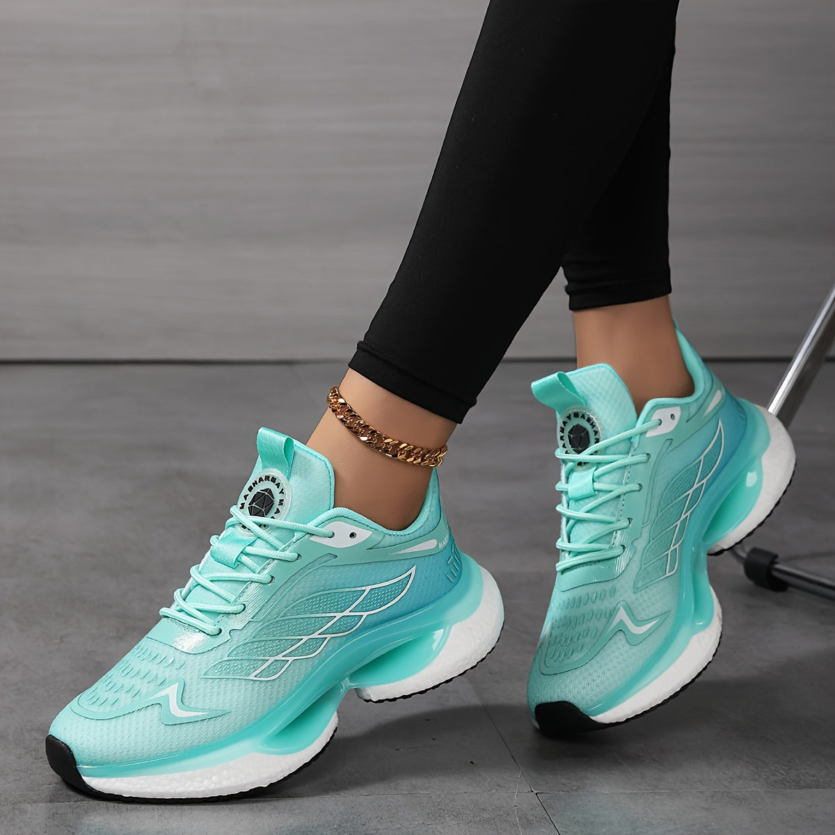 Women's Plus Size 6-12 Athletic Sneakers - Lightweight, Breathable Mesh Running Shoes with Shock Absorption, Non-Slip Sole, Lace-Up Closure in Black/Teal, White/Blue, Light Blue/Dark Teal - Casual Low-Top Design for All Seaso