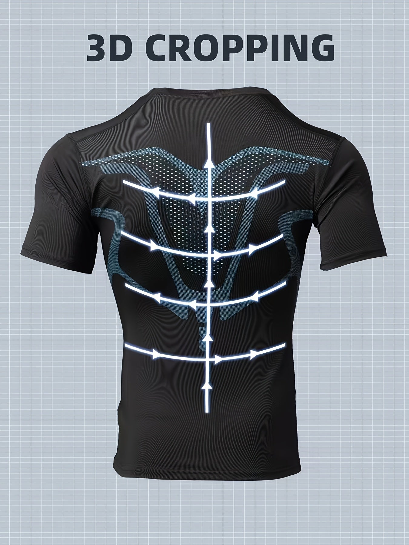 Men's Athletic Compression T-Shirt - Breathable, Stretchy & Slimming for Yoga, Cycling & Running | Solid Color with Geometric Print, Elastic, Muscle, Outdoor Sports, Single Piece