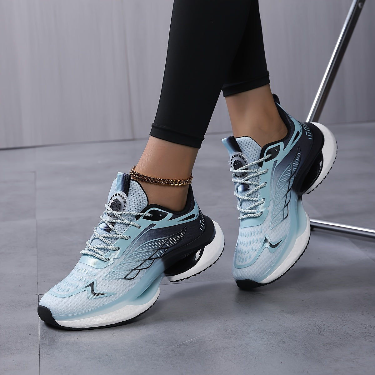 Women's Plus Size 6-12 Athletic Sneakers - Lightweight, Breathable Mesh Running Shoes with Shock Absorption, Non-Slip Sole, Lace-Up Closure in Black/Teal, White/Blue, Light Blue/Dark Teal - Casual Low-Top Design for All Seaso