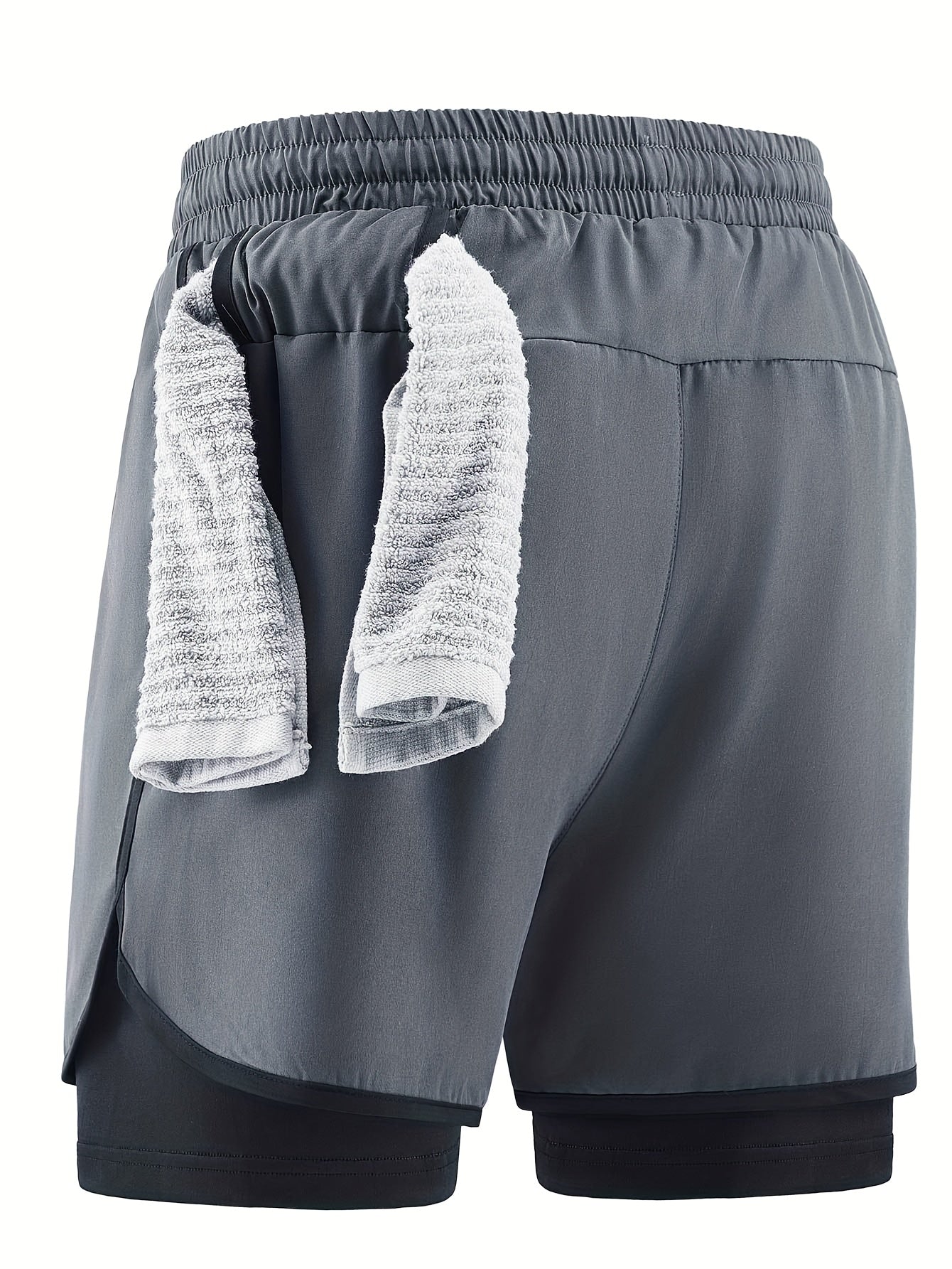 Men'S 2-in-1 Quick-Dry Breathable Athletic Shorts with Geometric Bull Head Print - Lightweight Running & Training Gear, Olive Green with Black Accents, Asymmetrical Design, Pockets, Perfect for Beach & Sports, Gym Short