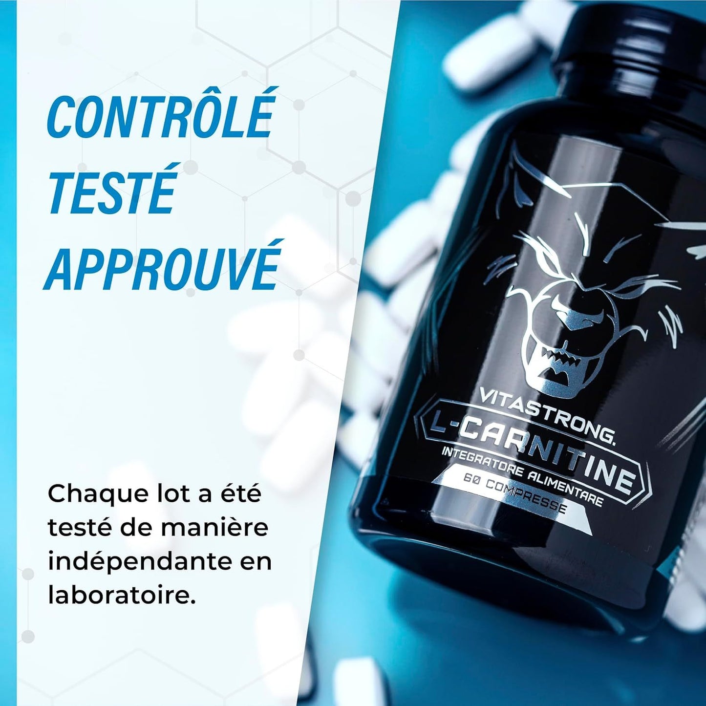 High-Dose L-Carnitine (1 per Day/2 Months), 1000mg Acetyl L-Carnitine in 60 Vegan Bioavailable Tablets, Pure Essential Amino Acid L-Carnitine Alternative to Liquid Carnitine