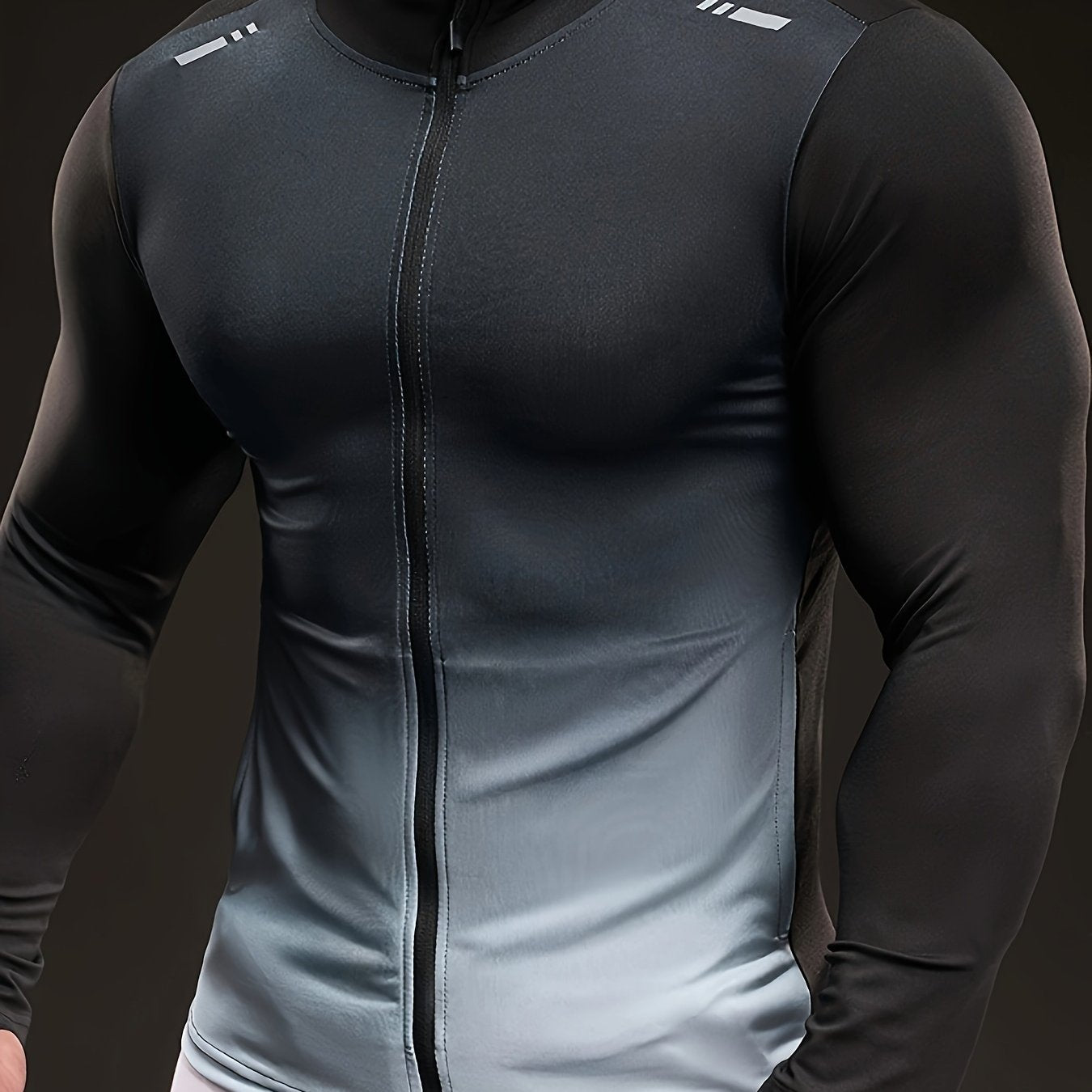 Men'S Black Ice Slicky Fiber Hoodie - Long Sleeve, High-Stretch, Zip-Up Sports Top with Zipper Pockets, Perfect for Fitness & Outdoor Activities, Outdoor Sports Top|Zippered Hoodie|Stretchy Fabric