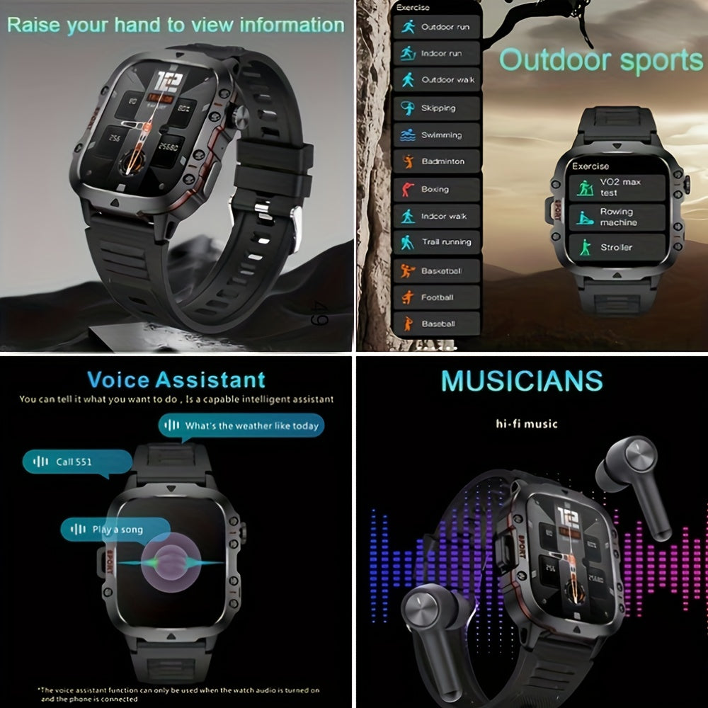 New Rugged Smart Watch for Men Wireless Talk Sports Fitness AI Voice Outdoor 100+ Sports Mode Outdoor Smart Watch