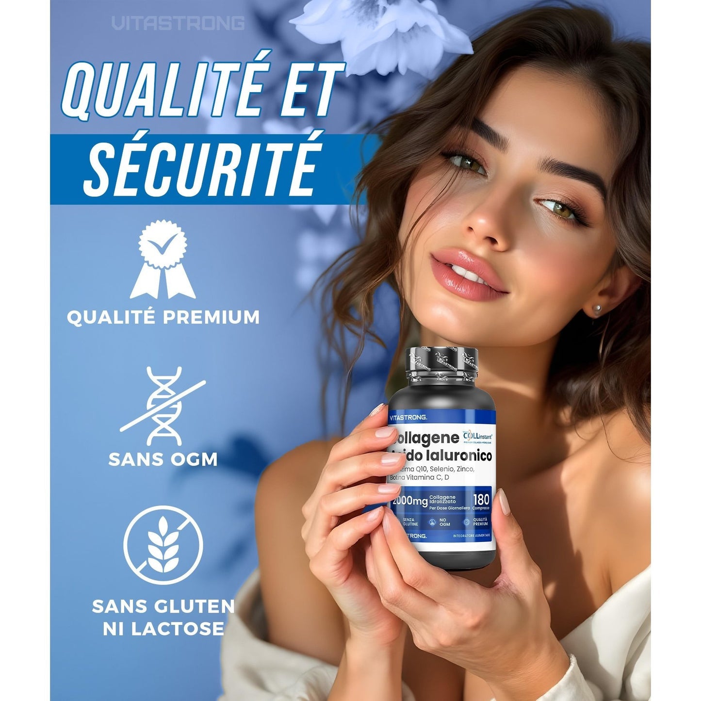 Collagen and Hyaluronic Acid 180 Tablets, Hydrolyzed Collagen 2000mg with Biotin, CoQ10, Zinc, Selenium, Vitamins C & D, Skin, Bone, and Joint Supplement