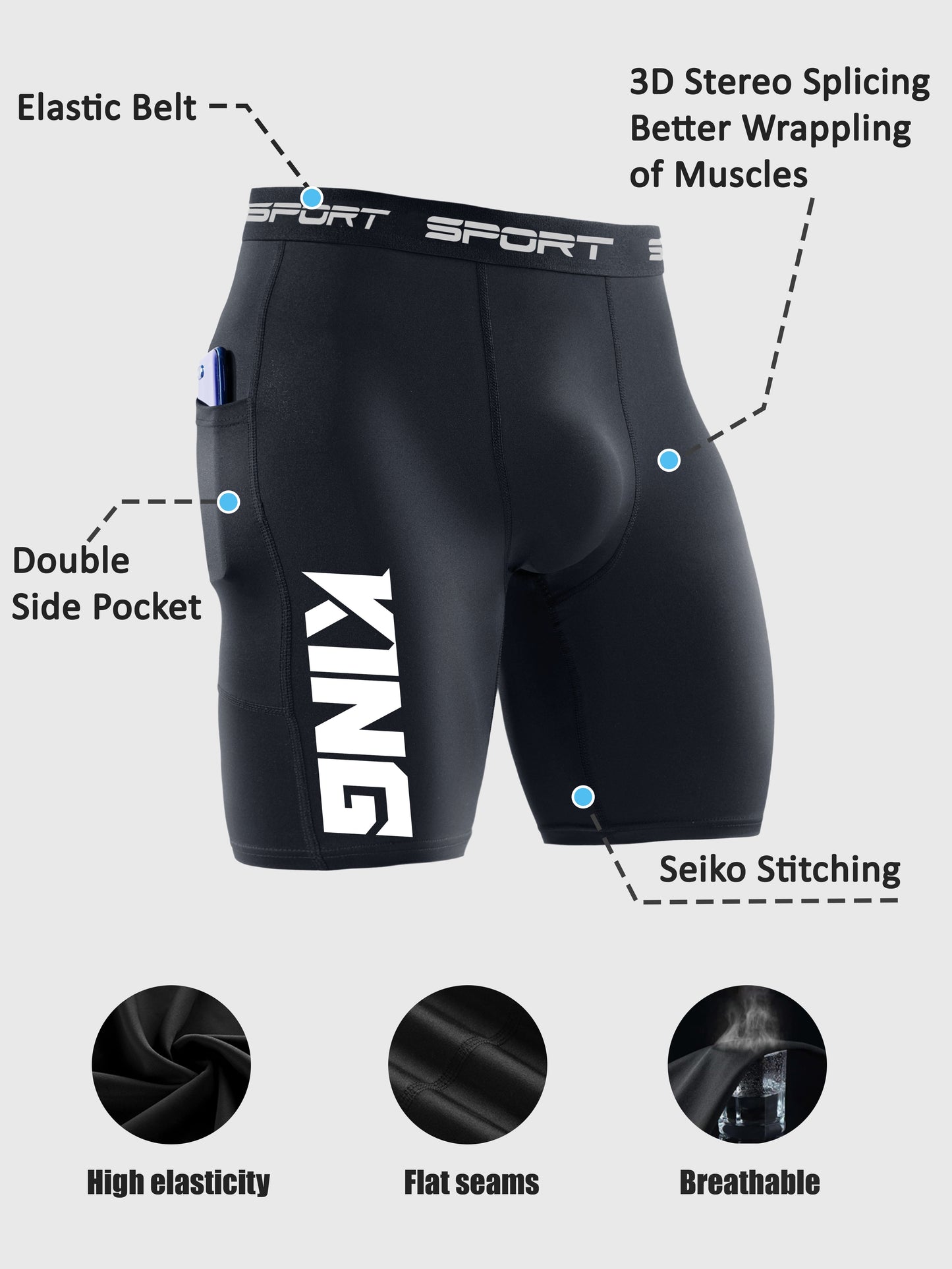 Breathable Men'S Training Shorts 3-Pack - SPORT KING Stretch Gym Shorts W/Phone Pockets | Quick-Dry Running Basketball Swim Trunks for Men