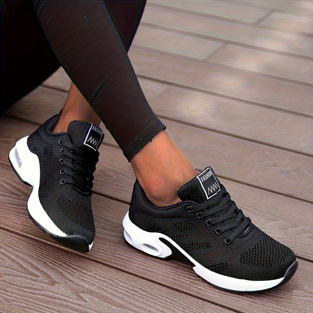 Lightweight Mesh Lace Up Sneakers, Fashion Air Cushion Running Sports Shoes, Women's Footwear