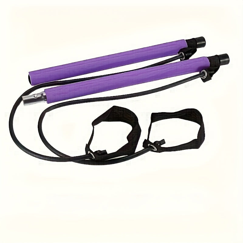 1pc Lingpeng Pilates Bar Kit with Colorful Resistance Bands - Stainless Steel Fitness Equipment for Men & Women, Ideal for Home Gym, Yoga, Squats & Full Body Shaping - Lightweight, Easy to Assemble & Carry, Gym Accessories