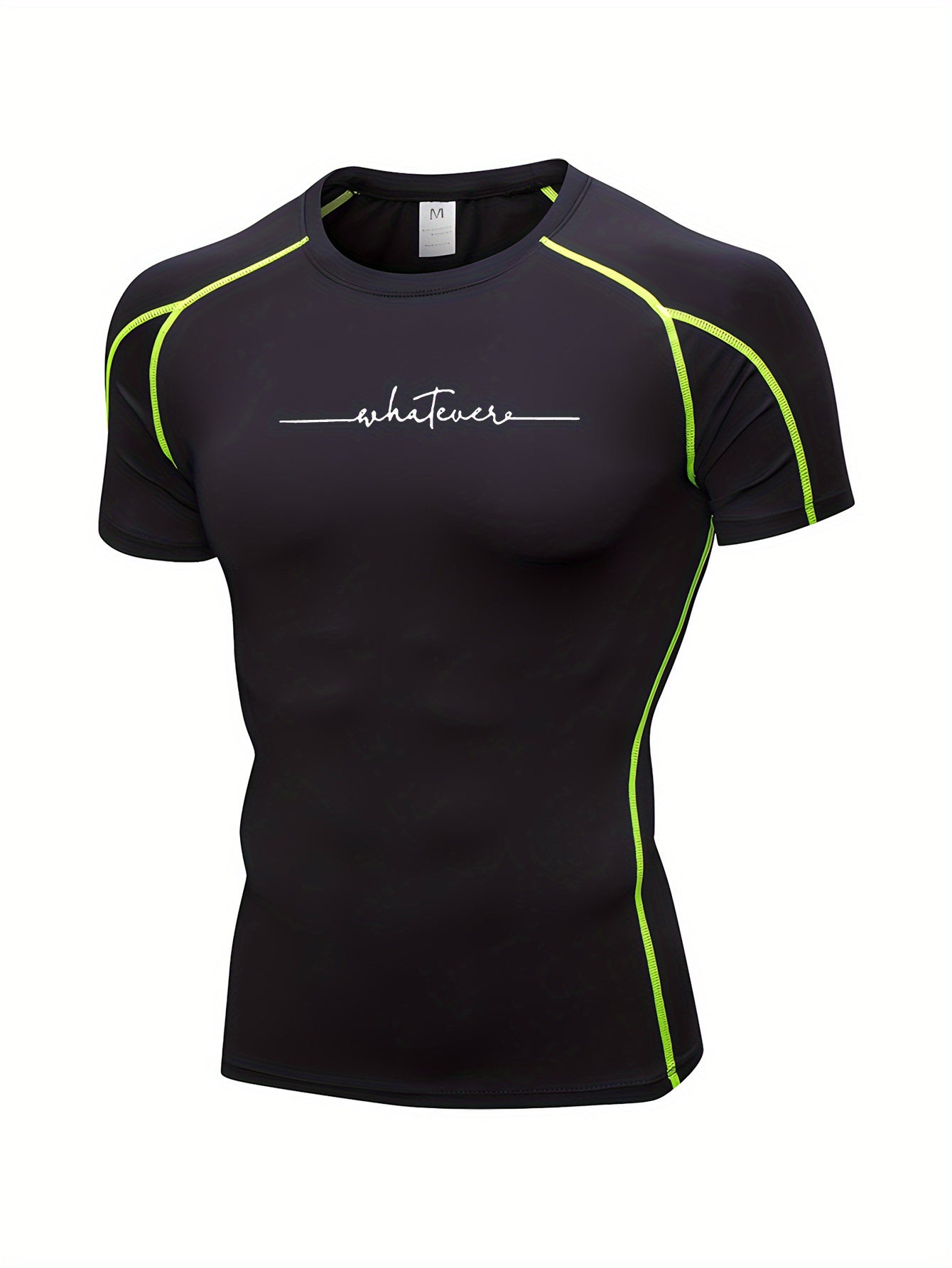 Yumei Water OBM Men's High-Elasticity Quick-Dry Workout T-Shirt - Moisture-Wicking 80% Polyester/20% Elastane, Striped Athletic Top for Running, Yoga, Gym & Outdoor Activities - Machine Washable, All-Season Comfort Fit