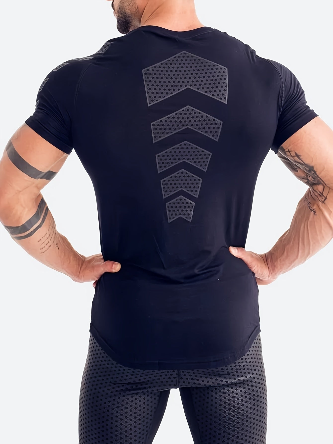 Men's Stretch Quick-drying Breathable Short Sleeve Round Neck Compression T-shirt For Body Building And Training