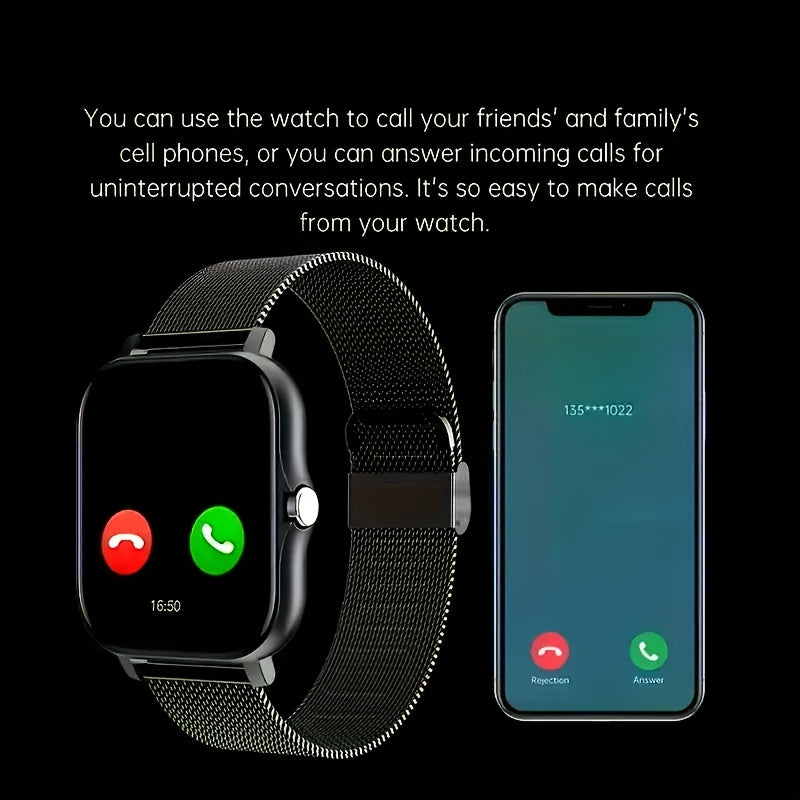 Smart Watch, Wireless Talk/Receive and Multiple Sports Modes, Sedentary Alert Weather Forecast Message Notifications, Borderless Slim Design, Suitable for Android and for iPhone, Beautiful Gifts for Men and Women