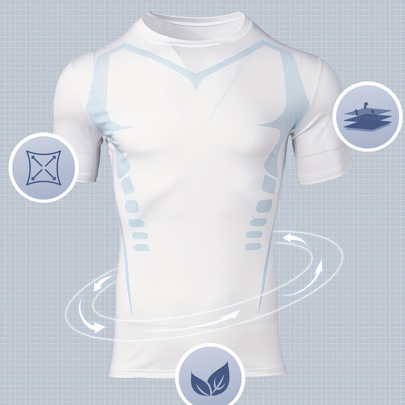Men's Athletic Compression T-Shirt - Breathable, Stretchy & Slimming for Yoga, Cycling & Running | Solid Color with Geometric Print, Elastic, Muscle, Outdoor Sports, Single Piece