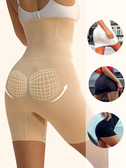 Tummy Control High Waist Sports Shorts, Waist Shaping Running Yoga Shorts, Women's Activewear Wide Waistband
