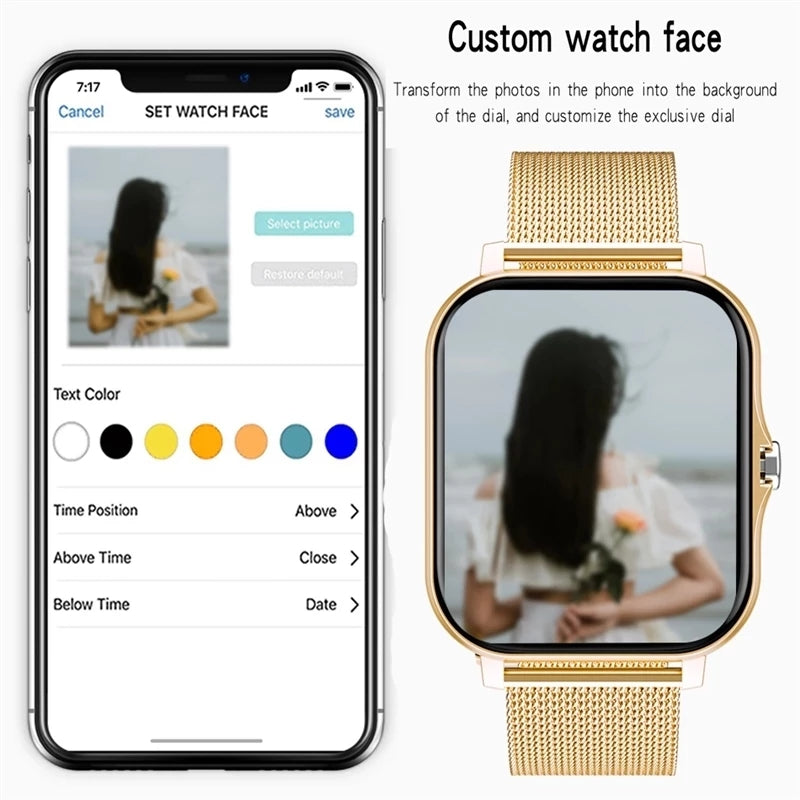 The New Full Touch High-Definition Men'S And Women'S Sports Smartwatch Features Wireless Dialing, Answering Calls, Motion Tracking, Photography, And Music Control. The Stylish Smartwatch Is Compatible with Android And Iphone,