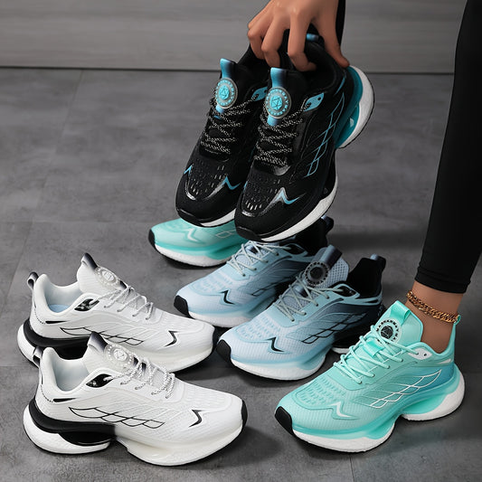 Women's Plus Size 6-12 Athletic Sneakers - Lightweight, Breathable Mesh Running Shoes with Shock Absorption, Non-Slip Sole, Lace-Up Closure in Black/Teal, White/Blue, Light Blue/Dark Teal - Casual Low-Top Design for All Seaso