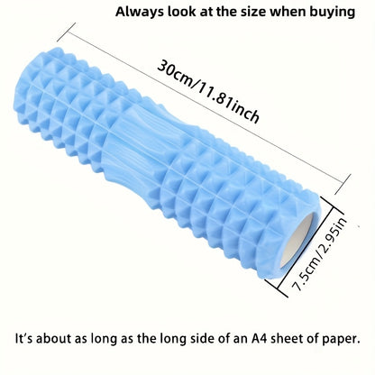 1pc EVA Foam Massage Roller for Yoga & Pilates, Medium Firmness, Manual Operation, Fitness Back Exercise Tool, Mobility Improvement, Gym Training Accessory - Black, Blue, Purple
