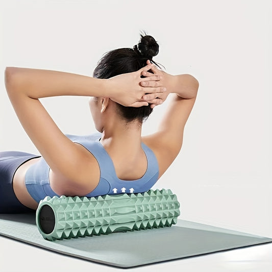 1pc EVA Foam Massage Roller for Yoga & Pilates, Medium Firmness, Manual Operation, Fitness Back Exercise Tool, Mobility Improvement, Gym Training Accessory - Black, Blue, Purple