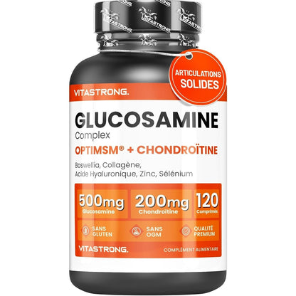 Vitastrong Glucosamine Chondroitin with MSM, Collagen, Hyaluronic Acid, Zinc, Selenium, Manganese, Boswellia for Bones, Joints, Cartilage, Premium Natural Chondroitin Glucosamine Complex