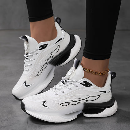 Women's Plus Size 6-12 Athletic Sneakers - Lightweight, Breathable Mesh Running Shoes with Shock Absorption, Non-Slip Sole, Lace-Up Closure in Black/Teal, White/Blue, Light Blue/Dark Teal - Casual Low-Top Design for All Seaso