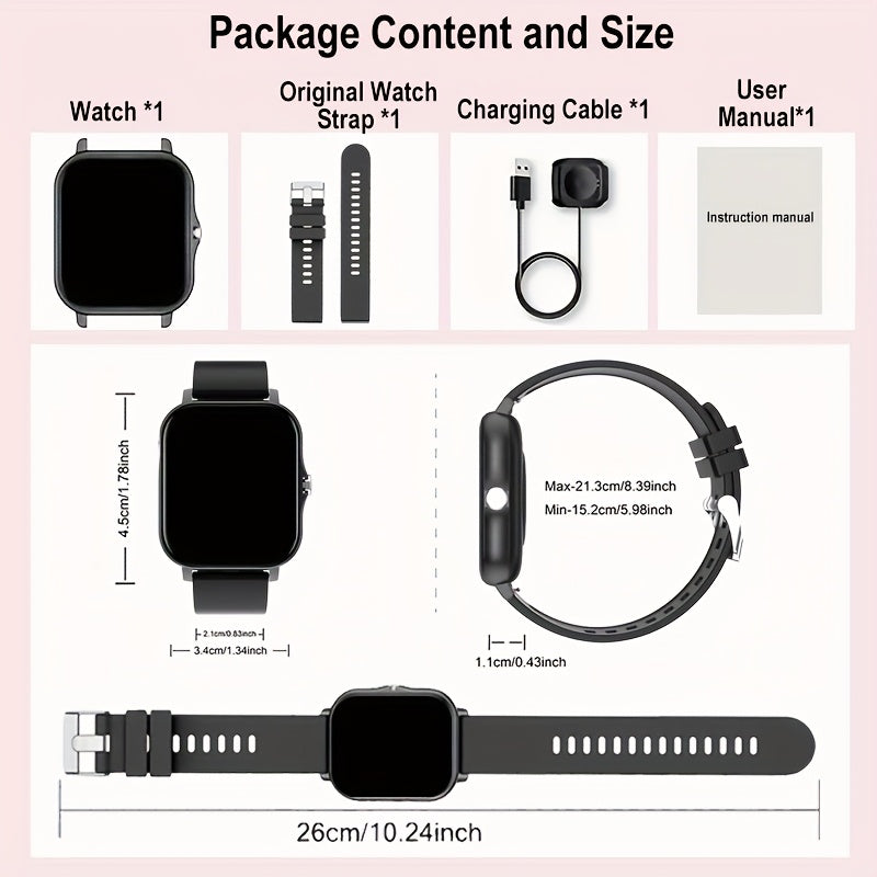New 1.83-inch Full Touch Screen Silicone Strap Smartwatch for Men and Women, Fitness Tracker with Customizable Dial, Wireless Calling & App Connectivity, 100+ Sports Modes (Hiking, Climbing, Basketball), Remote Camera Control