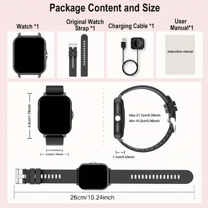 New 1.83-inch Full Touch Screen Silicone Strap Smartwatch for Men and Women, Fitness Tracker with Customizable Dial, Wireless Calling & App Connectivity, 100+ Sports Modes (Hiking, Climbing, Basketball), Remote Camera Control
