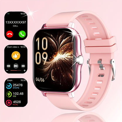 New 1.83-inch Full Touch Screen Silicone Strap Smartwatch for Men and Women, Fitness Tracker with Customizable Dial, Wireless Calling & App Connectivity, 100+ Sports Modes (Hiking, Climbing, Basketball), Remote Camera Control