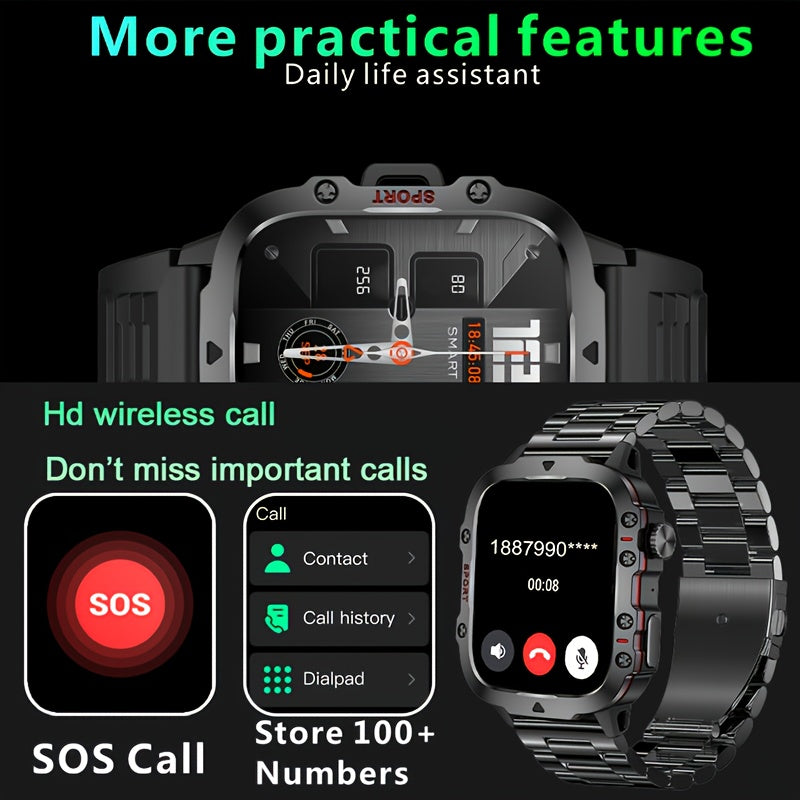 New Rugged Smart Watch for Men Wireless Talk Sports Fitness AI Voice Outdoor 100+ Sports Mode Outdoor Smart Watch