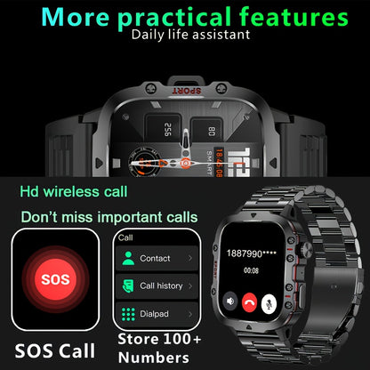 New Rugged Smart Watch for Men Wireless Talk Sports Fitness AI Voice Outdoor 100+ Sports Mode Outdoor Smart Watch