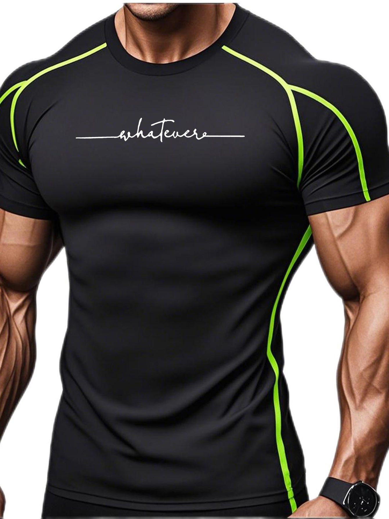 Yumei Water OBM Men's High-Elasticity Quick-Dry Workout T-Shirt - Moisture-Wicking 80% Polyester/20% Elastane, Striped Athletic Top for Running, Yoga, Gym & Outdoor Activities - Machine Washable, All-Season Comfort Fit