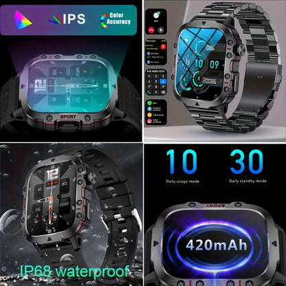 New Rugged Smart Watch for Men Wireless Talk Sports Fitness AI Voice Outdoor 100+ Sports Mode Outdoor Smart Watch