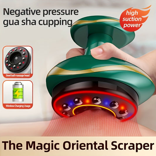 USB Rechargeable Smart Vacuum Cupping Massager, Electrically Heated Gua Sha Suction Cup Gua Sha Jar. with electric heating and gua sha function - 1200mAh lithium battery