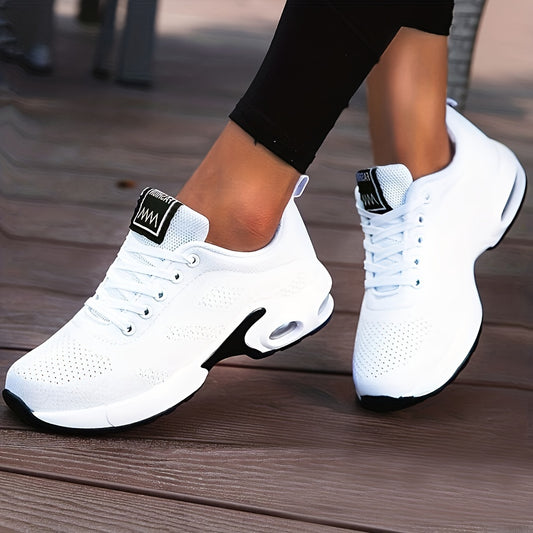 Lightweight Mesh Lace Up Sneakers, Fashion Air Cushion Running Sports Shoes, Women's Footwear