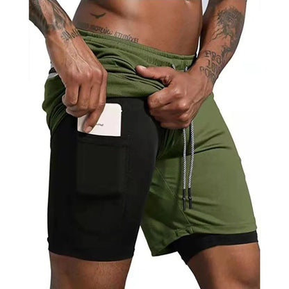 Short de Sport 2 en 1 pour hommes, vêtements de Sport, Short de course à Double pont, bas de plage, été, Fitness, entraînement, Jogging, pantalons courts pour hommes