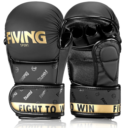 FIVING gants MMA or noir gants de boxe ouverts, arts martiaux masculins et féminins, sports de combat, MMA, boxe, Muay Thai, Taekwond