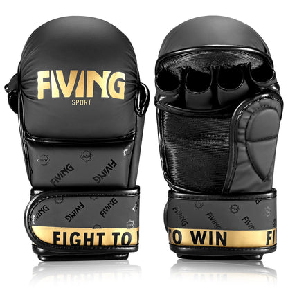 FIVING gants MMA or noir gants de boxe ouverts, arts martiaux masculins et féminins, sports de combat, MMA, boxe, Muay Thai, Taekwond