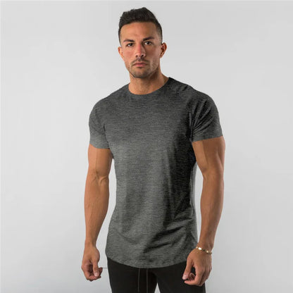 Fitness T-Shirt hommes musculation à manches courtes Sport course T-shirt hommes vêtements de Sport chemises d'entraînement hommes hommes gymnase été hauts T-Shirt