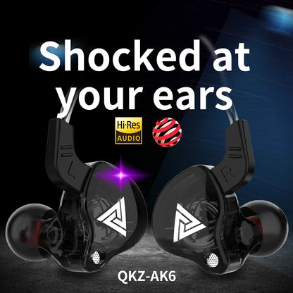 Original QKZ AK6 dans l'oreille écouteur 6 unité de pilote dynamique casque avec micro stéréo sport HIFI caisson de basses casque moniteur écouteurs