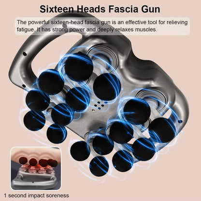 Pistolet de Massage musculaire à 16 têtes, pistolet professionnel pour le corps, les jambes, le dos, les épaules, la taille, pistolet de Massage par vibrations à haute fréquence