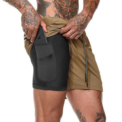 Short de Sport 2 en 1 pour hommes, vêtements de Sport, Short de course à Double pont, bas de plage, été, Fitness, entraînement, Jogging, pantalons courts pour hommes