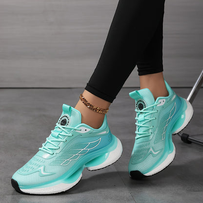 Women's Plus Size 6-12 Athletic Sneakers - Lightweight, Breathable Mesh Running Shoes with Shock Absorption, Non-Slip Sole, Lace-Up Closure in Black/Teal, White/Blue, Light Blue/Dark Teal - Casual Low-Top Design for All Seaso