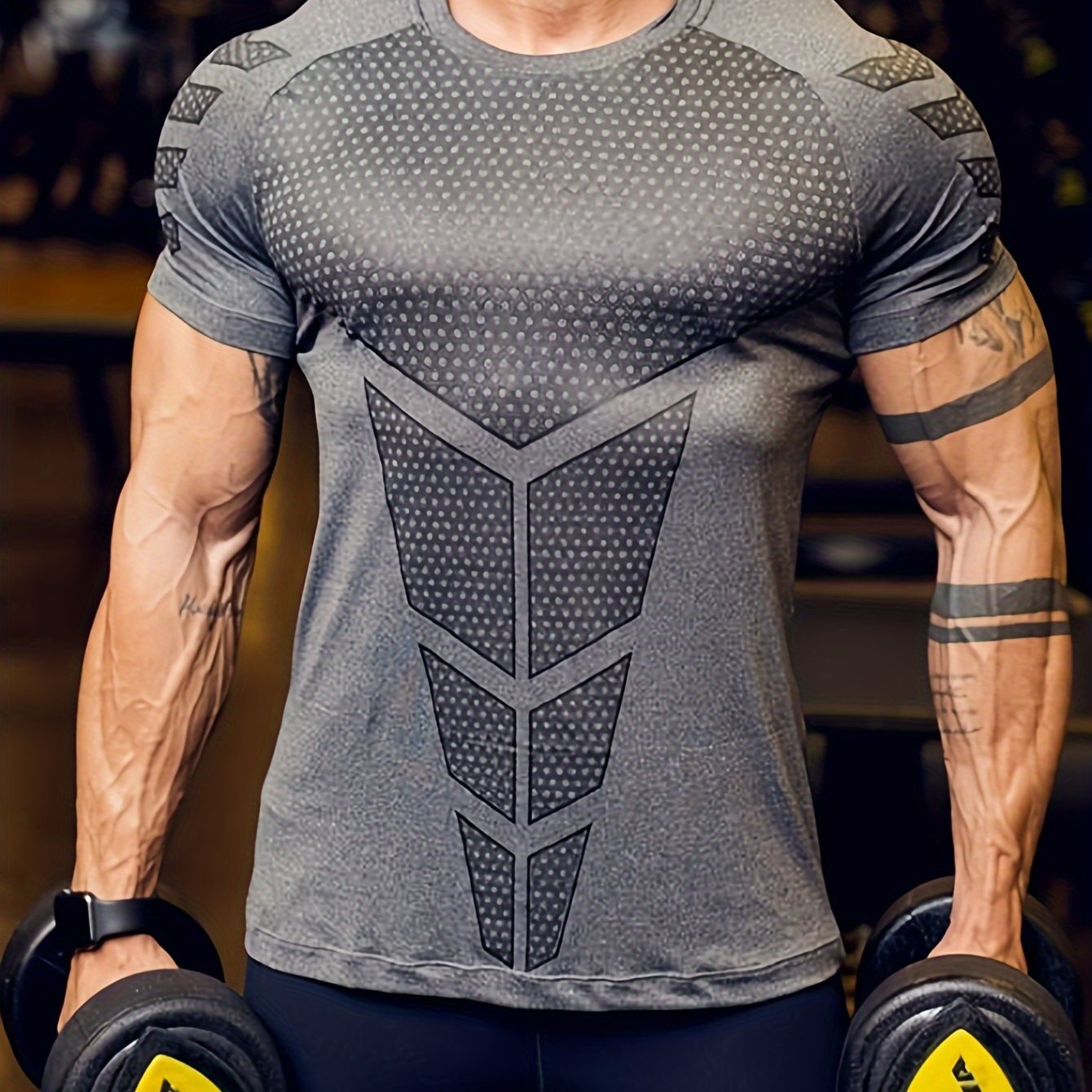 Men's Stretch Quick-drying Breathable Short Sleeve Round Neck Compression T-shirt For Body Building And Training