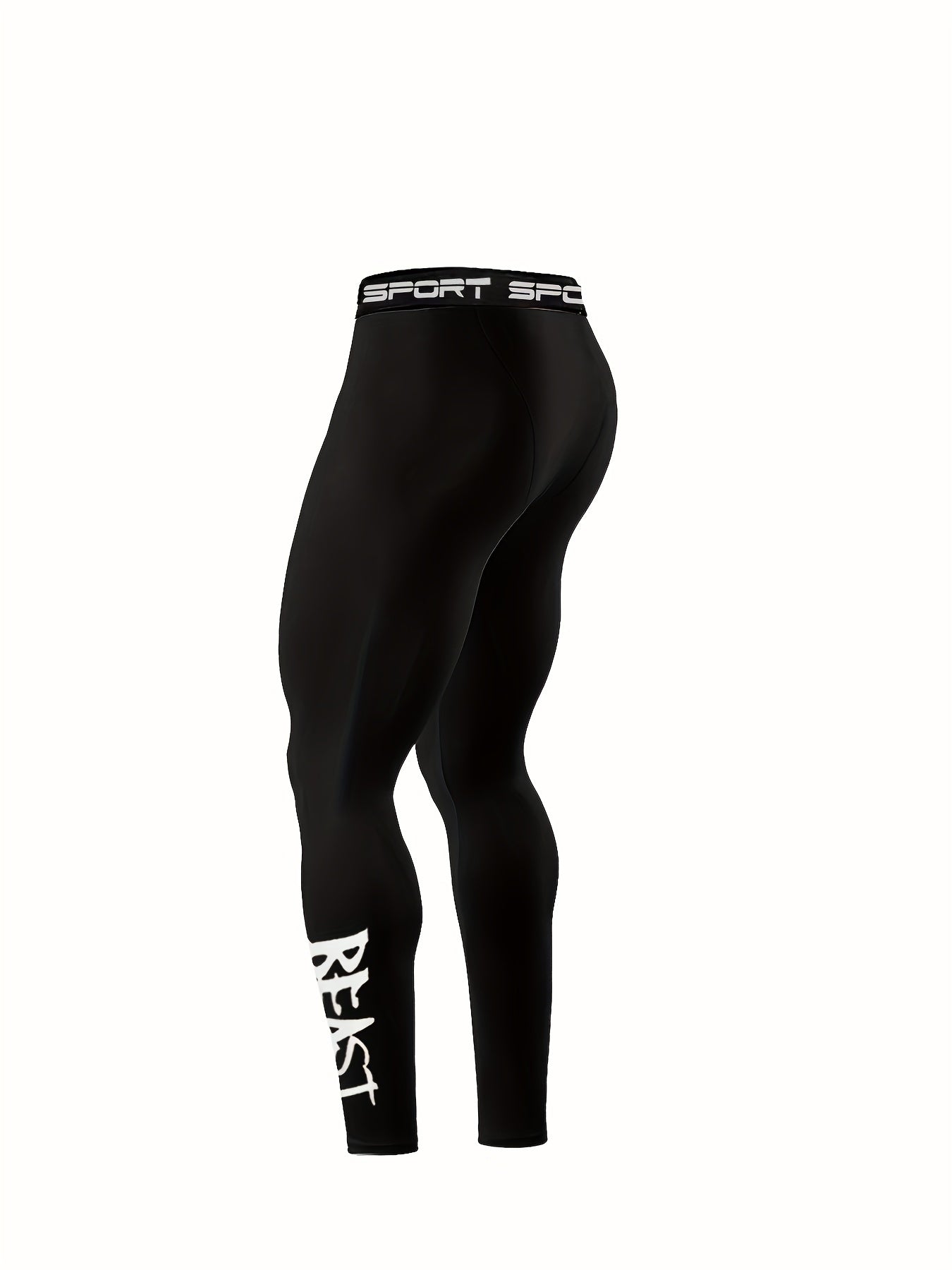 2pcs Sports Fitness T-Shirt Style "BEAST" Letter Print Set Men'S Running Sports Tight And Elastic Basketball Training Outdoor