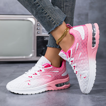 1 Pair Women's Breathable Mesh Running Shoes, All-Season Cushioned Stability Sneakers with Faux Sole and Fabric Insole for Casual Travel