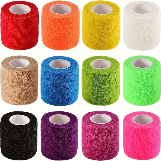 12 Pack 5.08cm X 5.03meter Self-Adhesive Elastic Bandages for Daily Use, Sports, Wrist, Ankle (12 Colors)