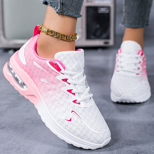 1 Pair Women's Breathable Mesh Running Shoes, All-Season Cushioned Stability Sneakers with Faux Sole and Fabric Insole for Casual Travel