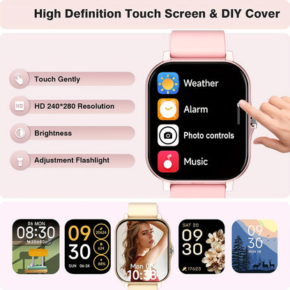 New 1.83-inch Full Touch Screen Silicone Strap Smartwatch for Men and Women, Fitness Tracker with Customizable Dial, Wireless Calling & App Connectivity, 100+ Sports Modes (Hiking, Climbing, Basketball), Remote Camera Control