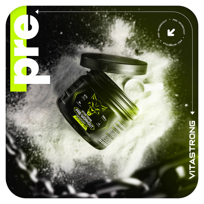 Powerful Pre-Workout Booster 300g Lime Flavor, Vegan Preworkout with Vitamin B12, Citrulline, Beta Alanine, Caffeine, Taurine, AstraGin, Vitastrong (24 Servings, 1 Pack)